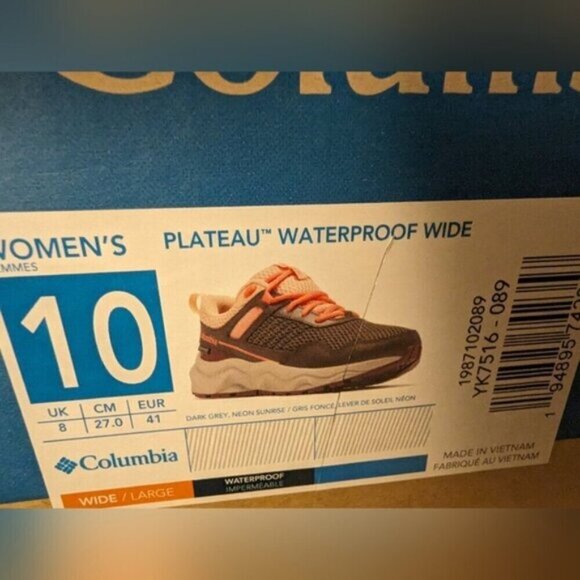COLUMBIA Women's Plateau Waterproof Runners, Hiking, Walking Shoe- size 10 Wide - Picture 1 of 11